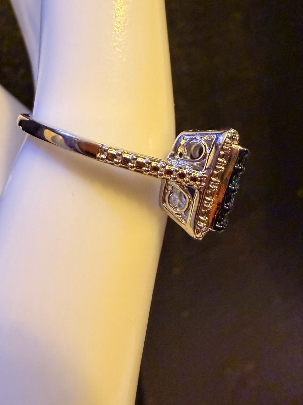 Sterling Silver Blue & White Diamond Halo Ring-0.15 CTW Genuine Diamonds - Picture 6 of 9